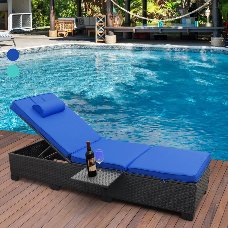 Latitude Run® Persei Outdoor Wicker Chaise Lounge with Adjustable